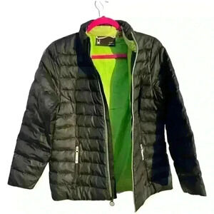 SPYDER - Stylish puffer jacket - Black with fun lime green lining ❄️ 🖤💚